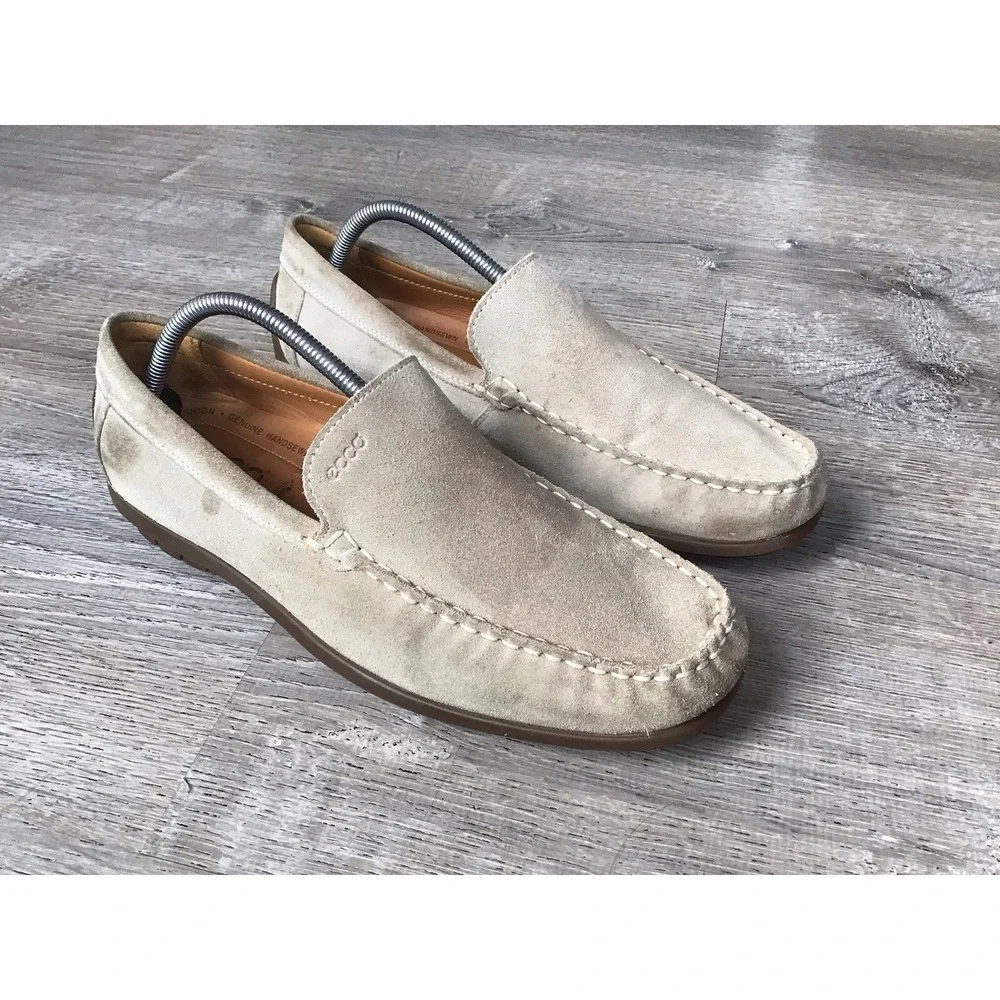 ECCO Tan Leather Driving Loafers Shoes Mens Size EURO 44 / 10.5 US